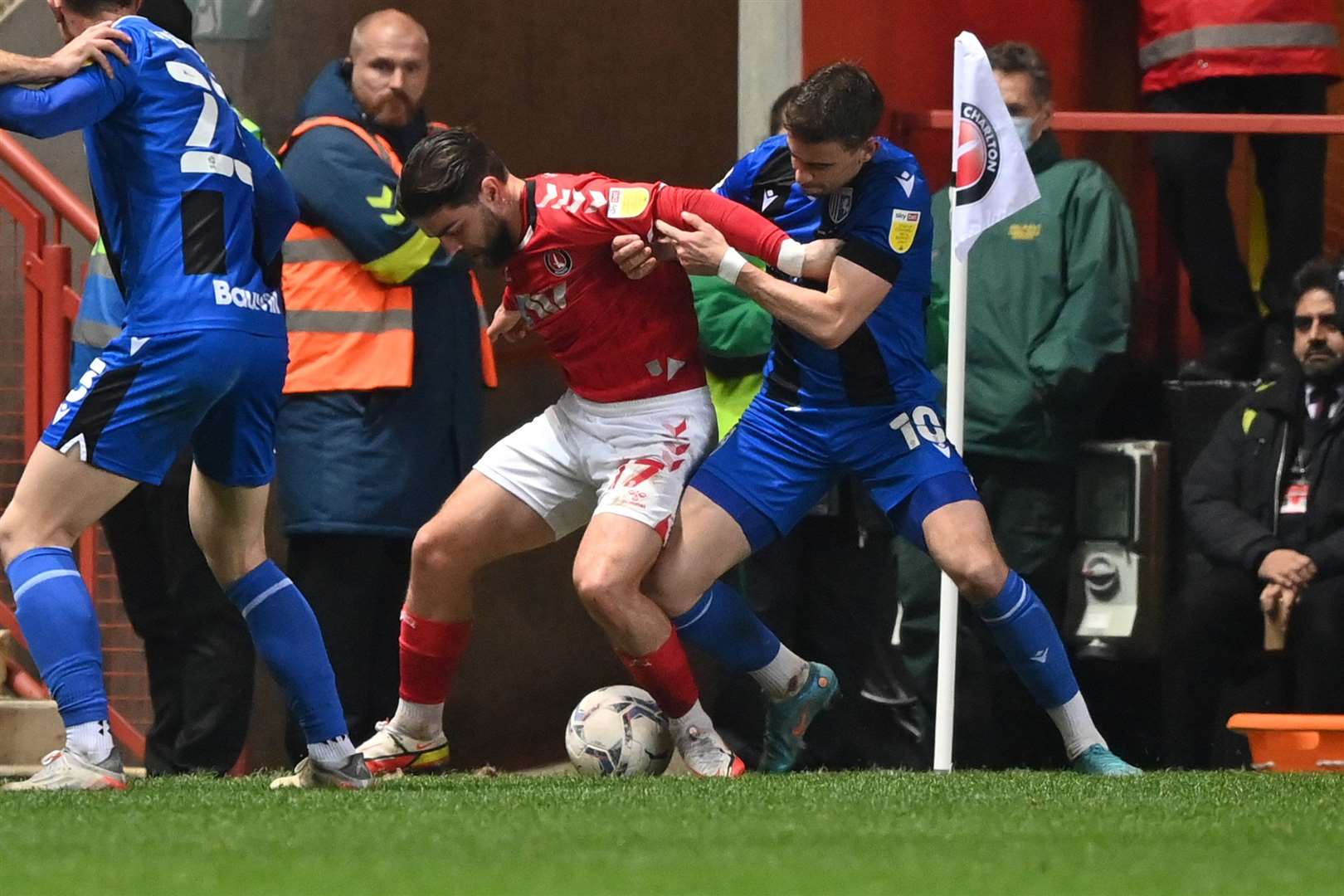 Brothers Oliver Lee and Elliot Lee battle for the ball as Charlton Athletic play Gillingham Picture: Keith Gillard