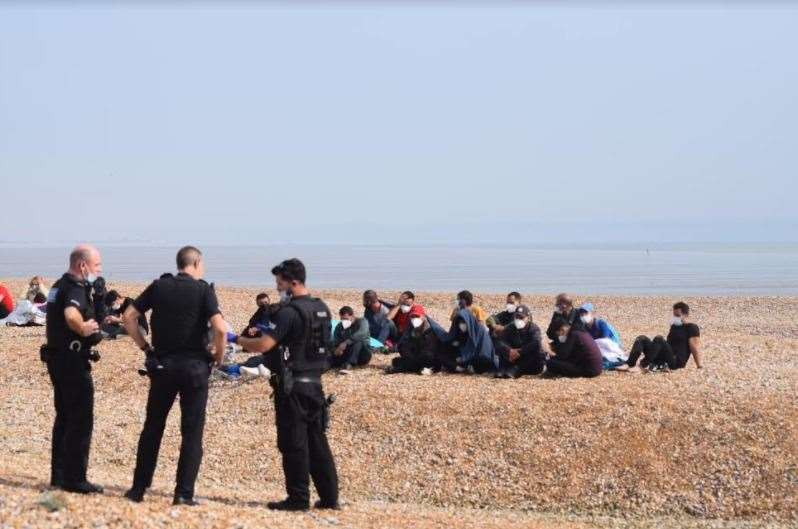 Migrants arriving on the beach at Dungeness. Picture: PD Photography