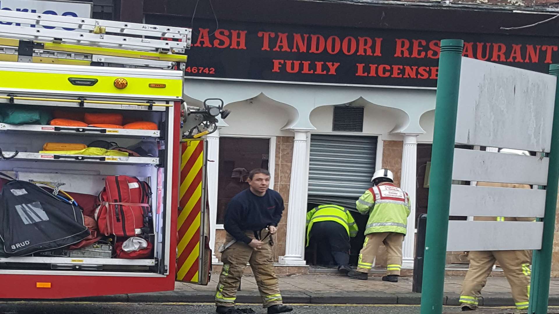 Police closed the road after a fire.