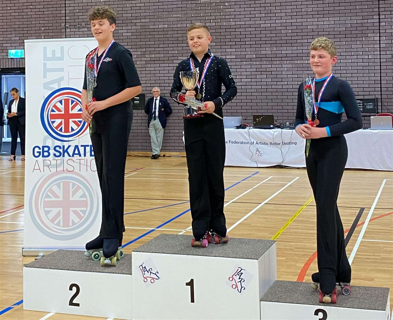 Leo Whiten (left) placed 2nd in the Espoir men's solo dance. Picture: Medway Roller Dance