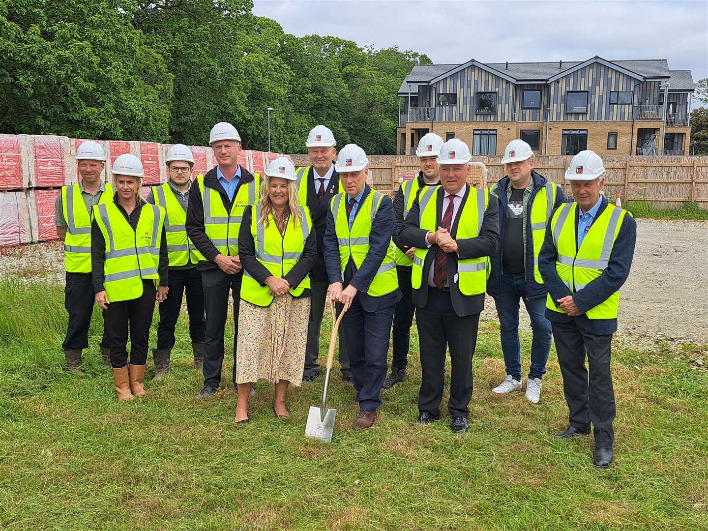 Left to right: front row: Lisa Farmer CEO of RBLI, Barney Haugh (with spade) director of ABF The Soldiers’ Charity, Nick Baveystock RBLI Centenary Village Development Board, Chris Blundell RBLI trustee. Back row: Richard Allwood, Ella Brocklebank, Will Dean and Bob Garlinge, all from construction company Jenner, and RBLI veterans Steve Hammond, Callum McCloskey and Ashley Morgan