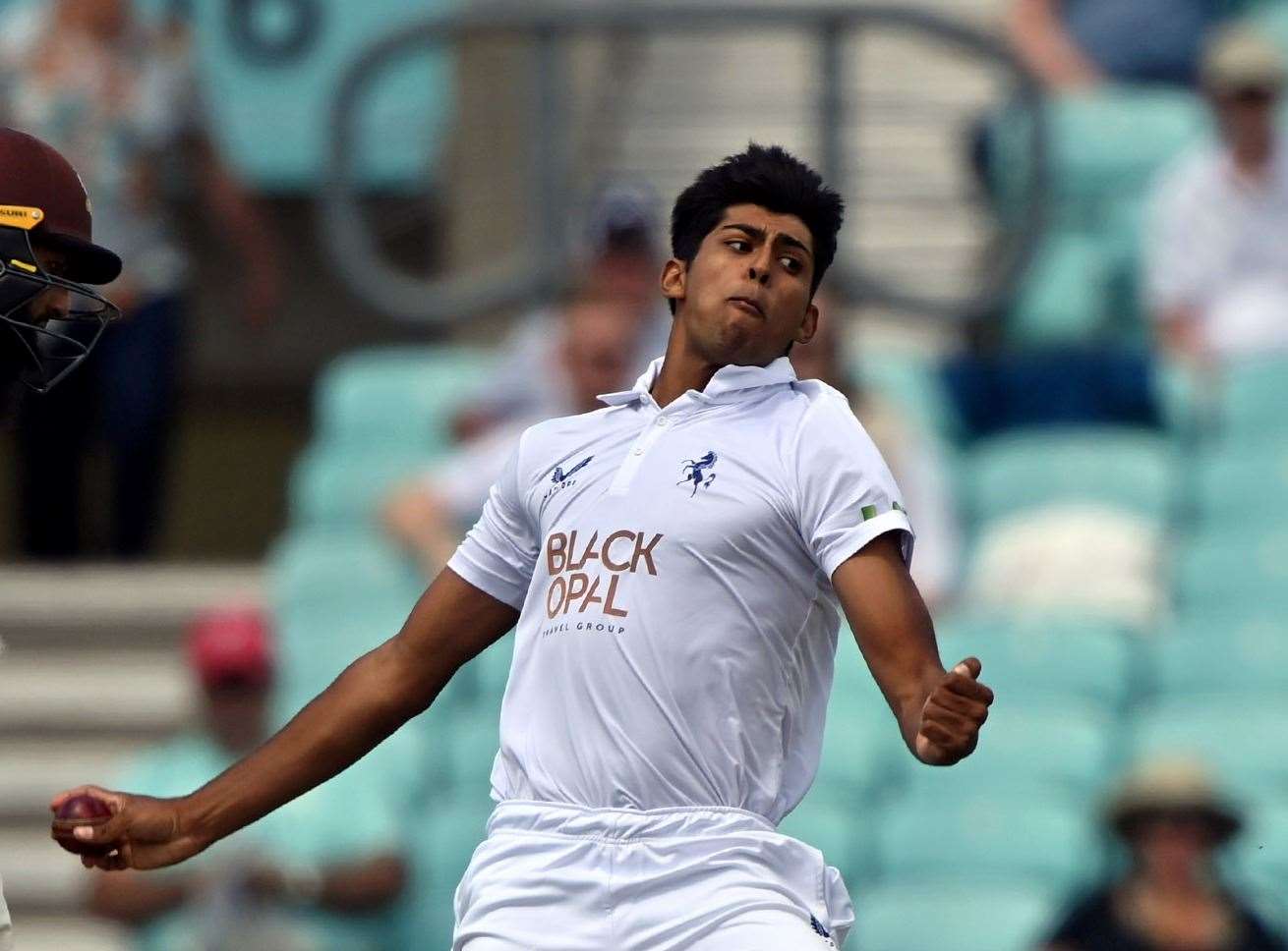 Young bowler Jas Singh - was the pick of the Kent bowlers on the first day of this week’s pre-season friendly against Middlesex. Picture : Keith Gillard