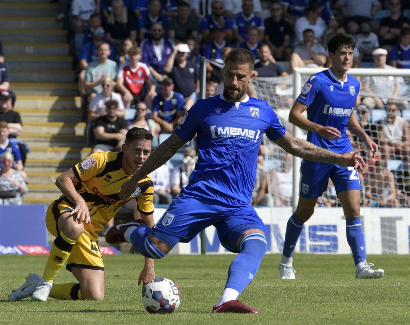 Max Ehmer gets stuck in for the hosts. Picture: Barry Goodwin