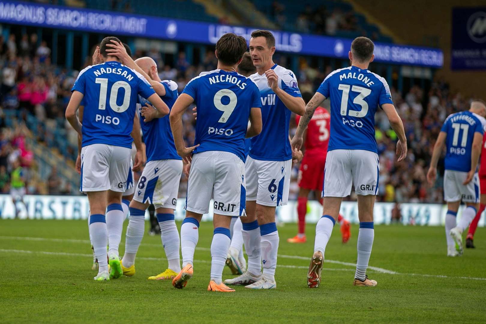 Celebrating an Ashley Nadesan goal earlier this season against Accrington Picture: @Julian_KPI