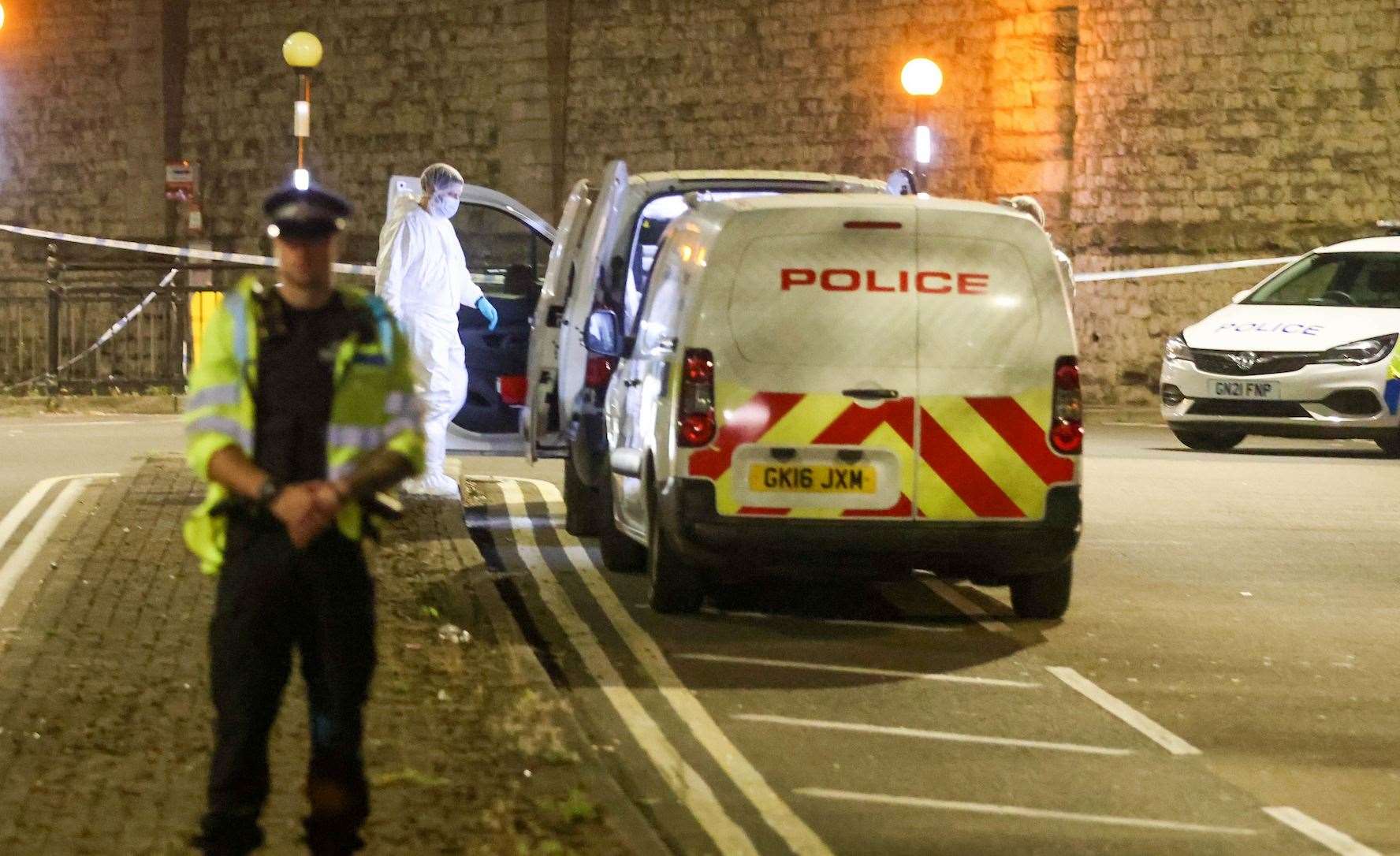 Police at the scene near the Hare and Hounds pub in Maidstone. Picture: UKNIP