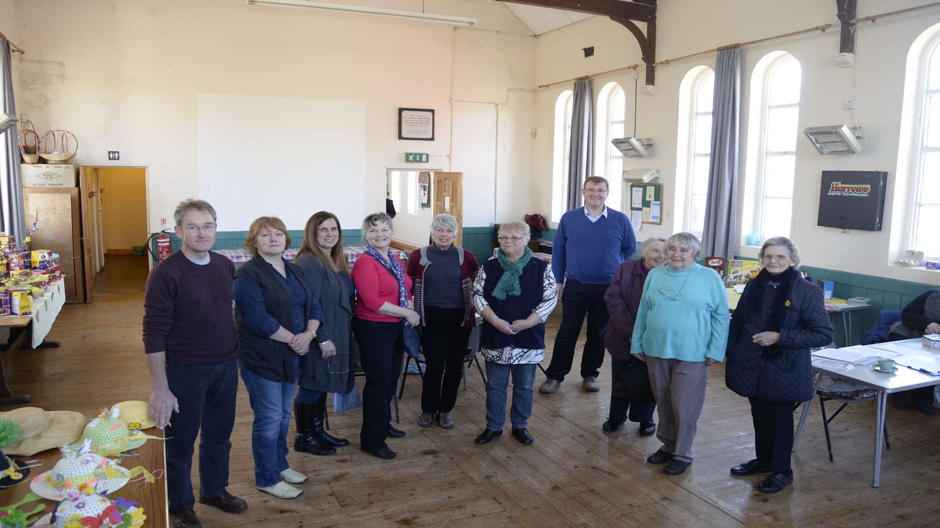 Inside Painters Forstal village hall.