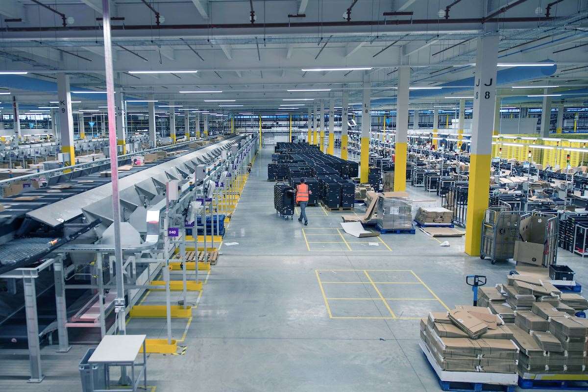 One of the floors inside Amazon's Dartford warehouse