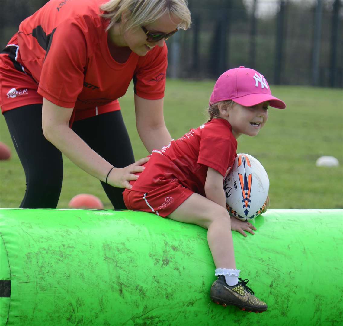 A member of the Mini Monsters team tackles a drill