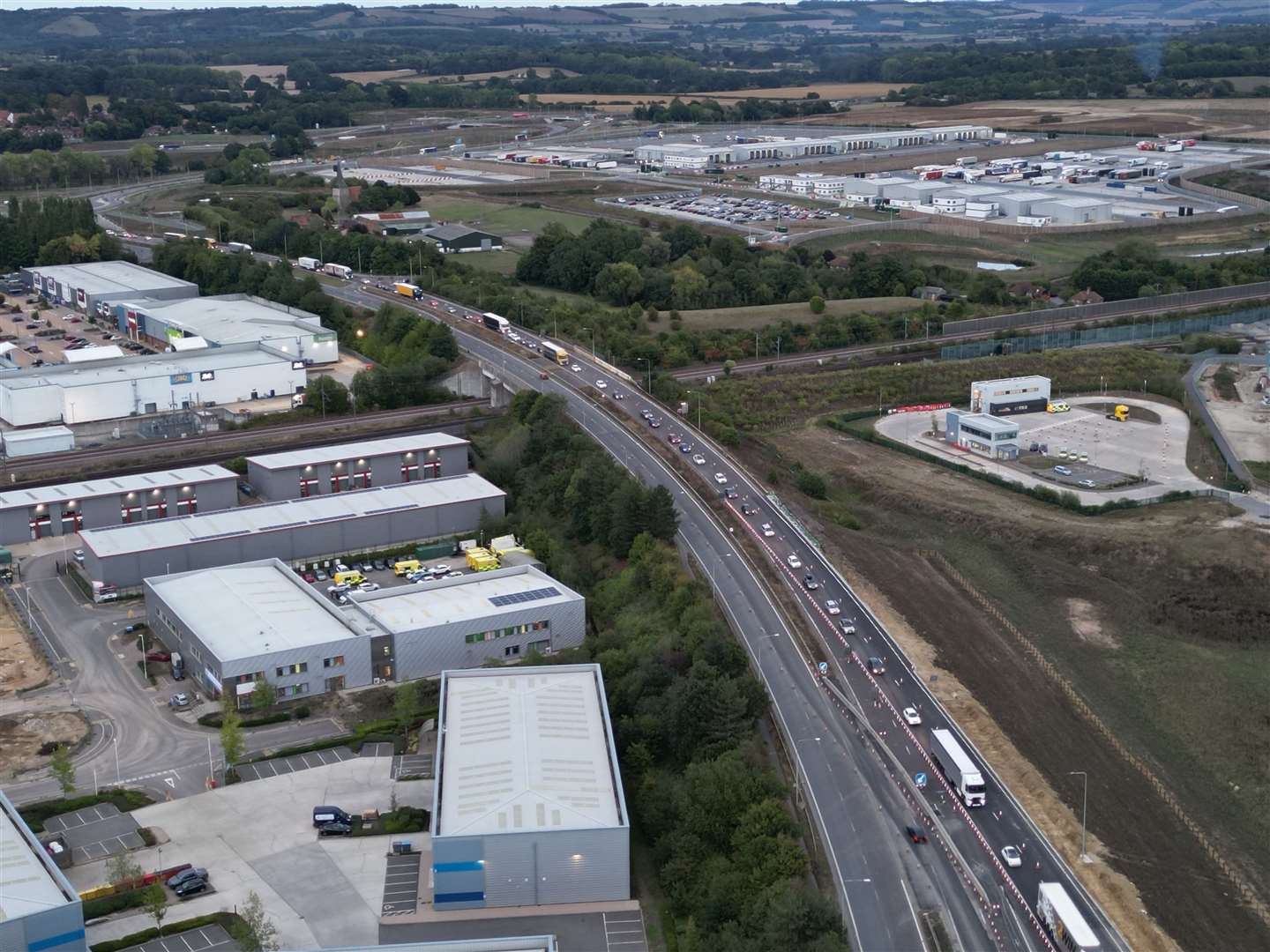 Lane closures are in place on the A2070. Picture: Barry Goodwin