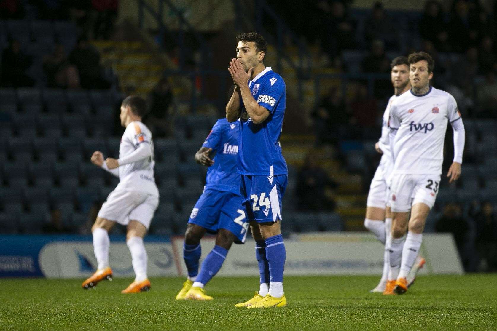 Scott Kashket missed a penalty for Gillingham on Tuesday. Picture: KPI