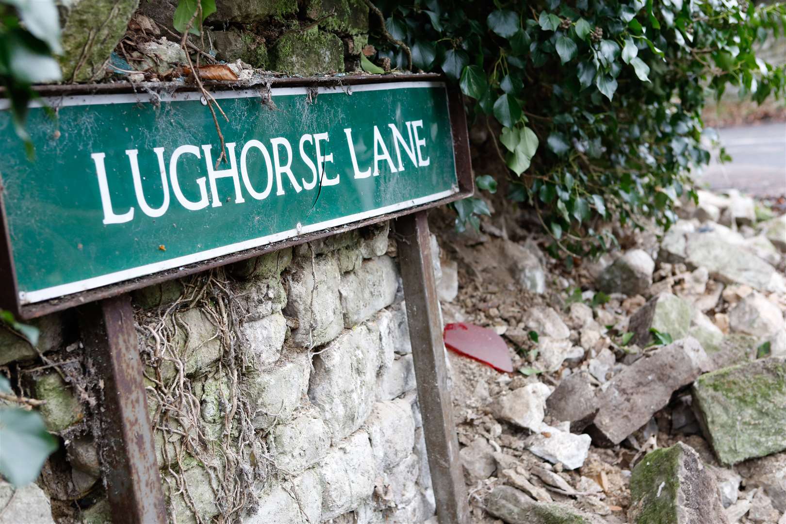 The scene of the crash at the corner of Lughorse Lane and Hunton Hill.