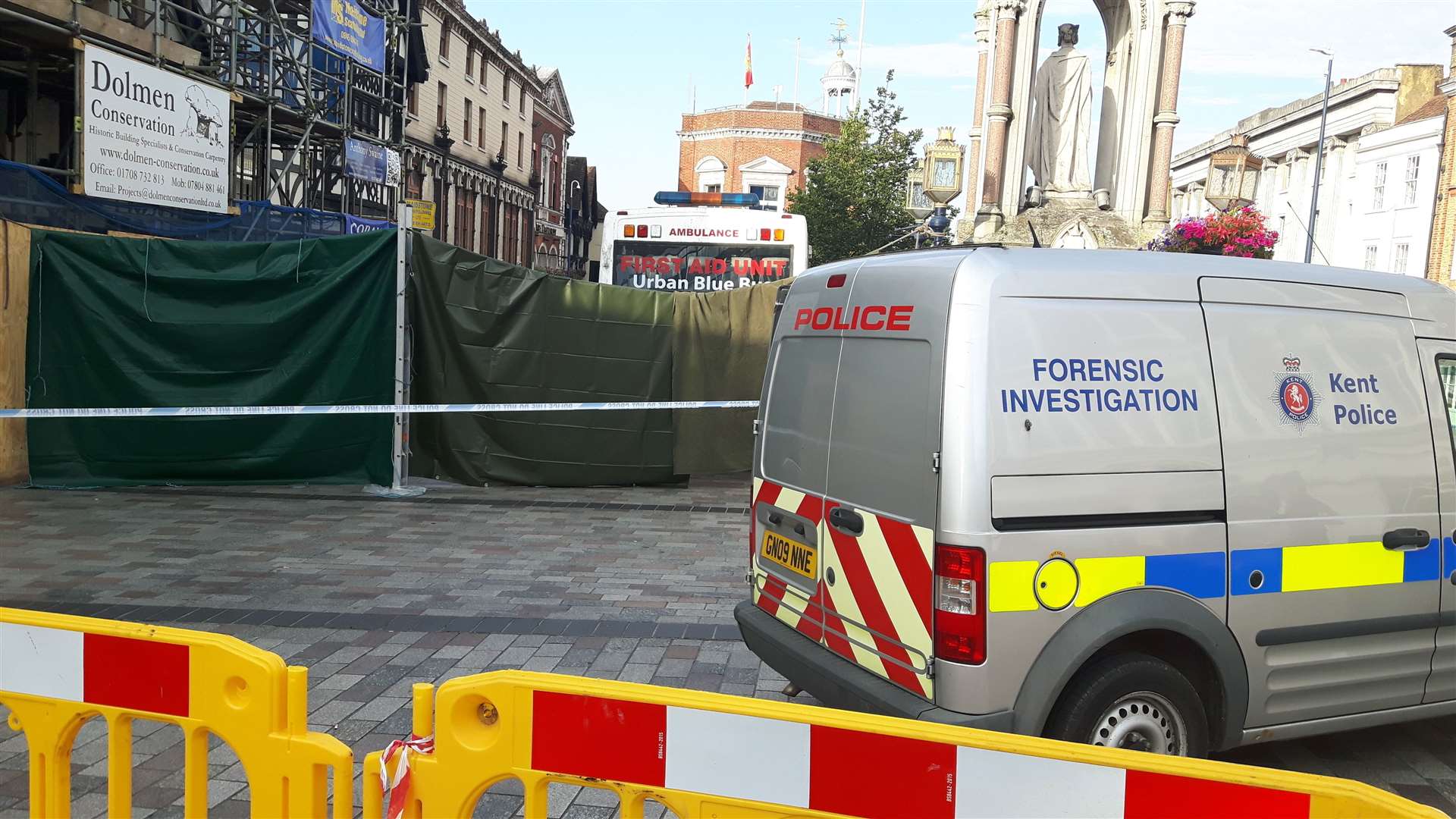 Police at the scene in Maidstone town centre