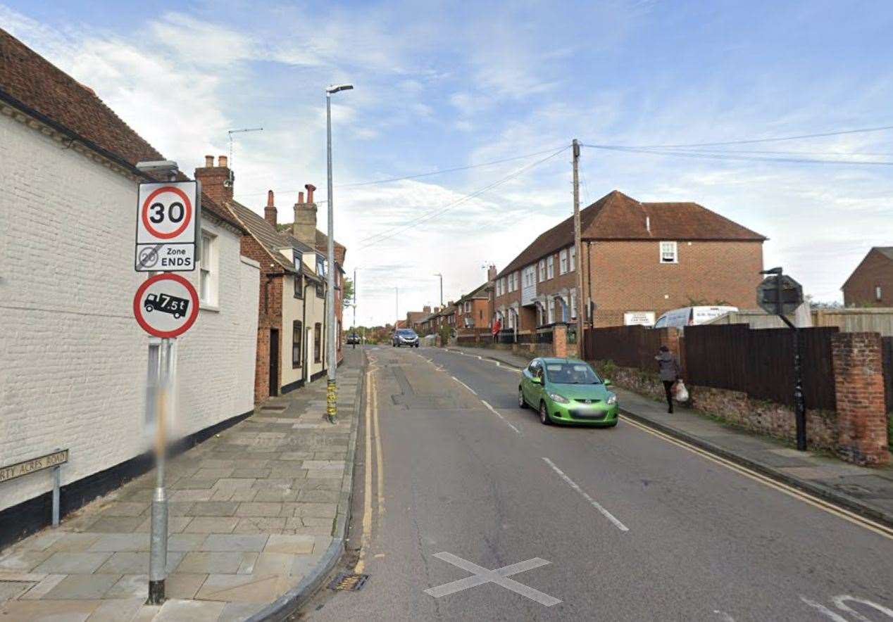 A three-vehicle crash has closed Forty Acres Road in Canterbury. Picture: Google