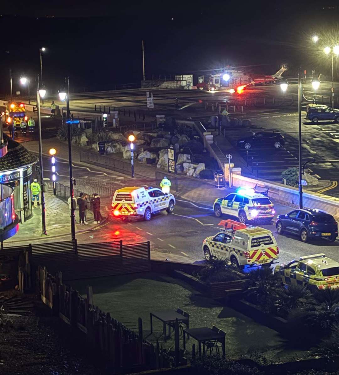 The coastguard and police at Herne Bay's Central Parade