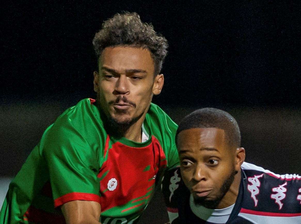 Troy Howard – netted a winning goal for Hythe at East Grinstead on Tuesday night. Picture: Ian Scammell