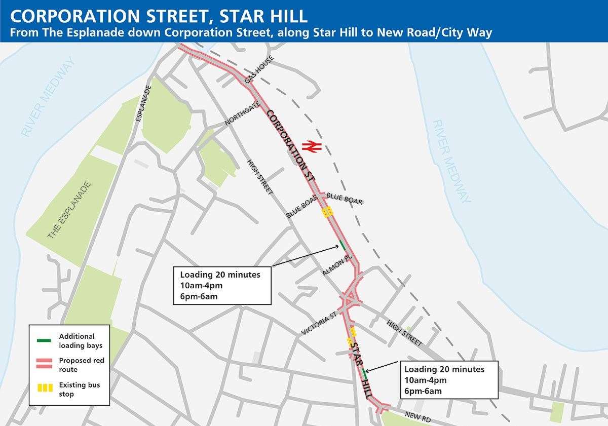 Red routes like those on Corporation Street and Star Hill will fine drivers who stop unnecessarily or park outside of the allocated loading bays or parking spaces