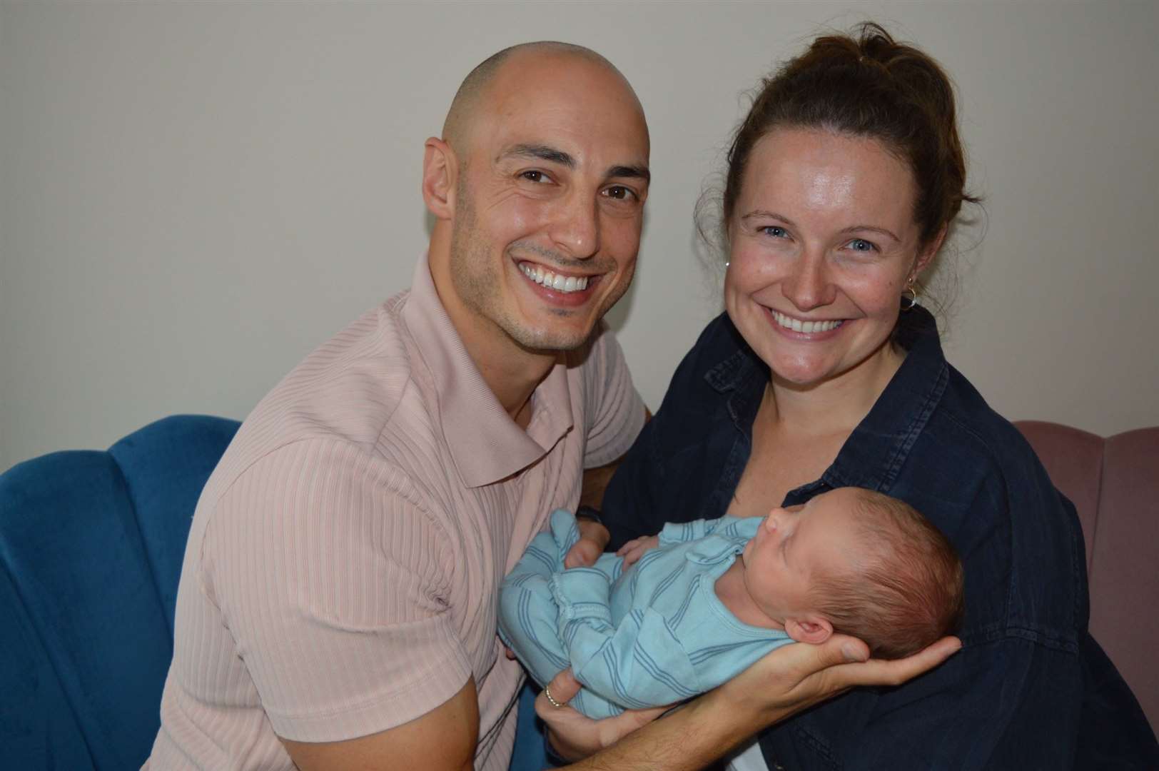 Courtney Brooks, Oliver Brooks and baby Brody live in Folkestone. Picture: SWNS