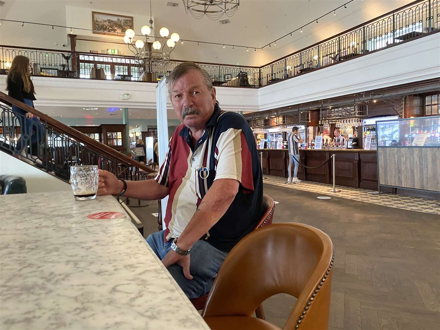 Alec Blair Dooner enjoys a drink at Royal Victoria Pavilion, Ramsgate's Wetherspoons