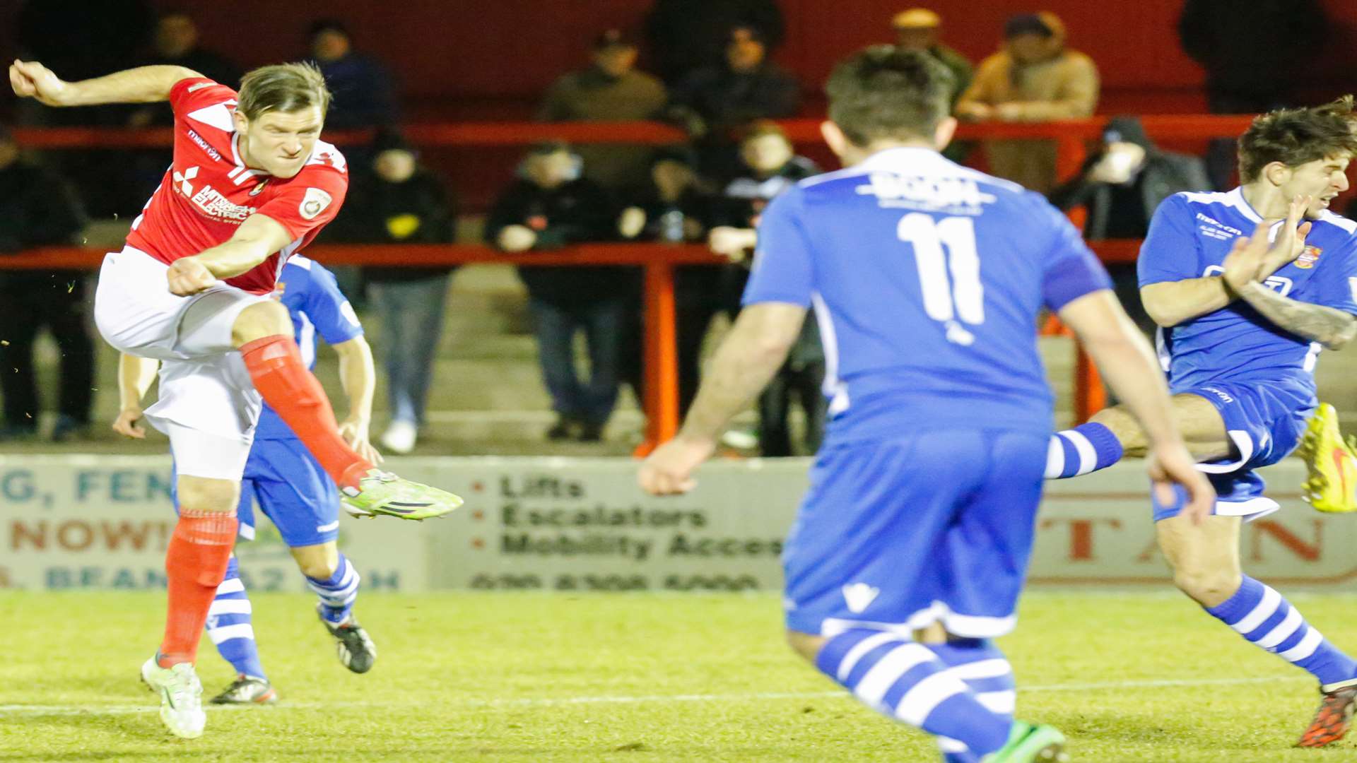 Adam Cunnington volleys Ebbsfleet into a third-minute lead Picture: Matthew Walker