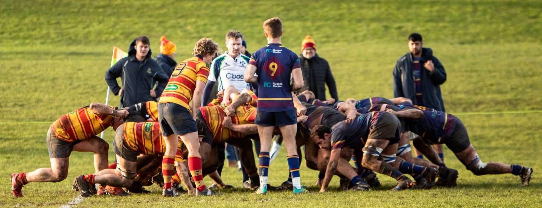 Medway and Cobham engage. Picture: Jake Miles Sports Photography