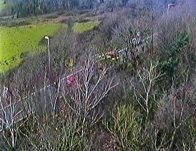 A fire engine was pictured near the motorway junction. Picture: National Highways