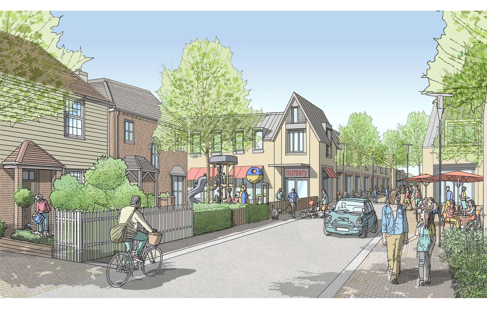 Artist's impressions of how the Otterpool Park development could look. Picture: FHDC