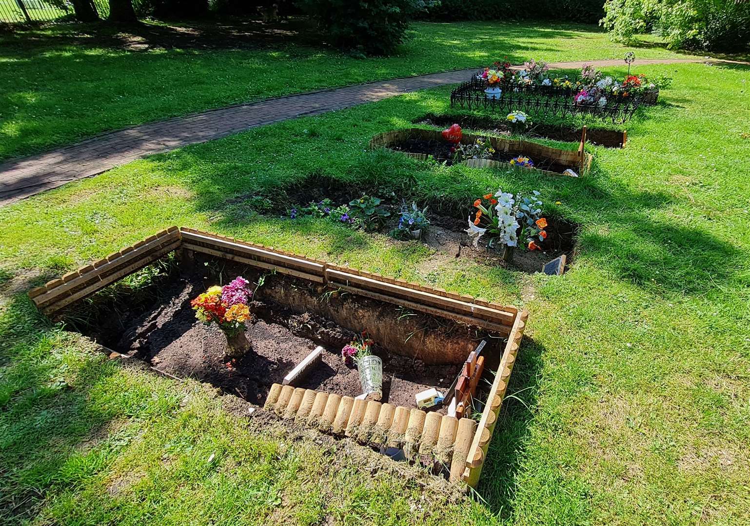 Several graves have sunk at Love Lane Cemetery in Faversham following heavy rain