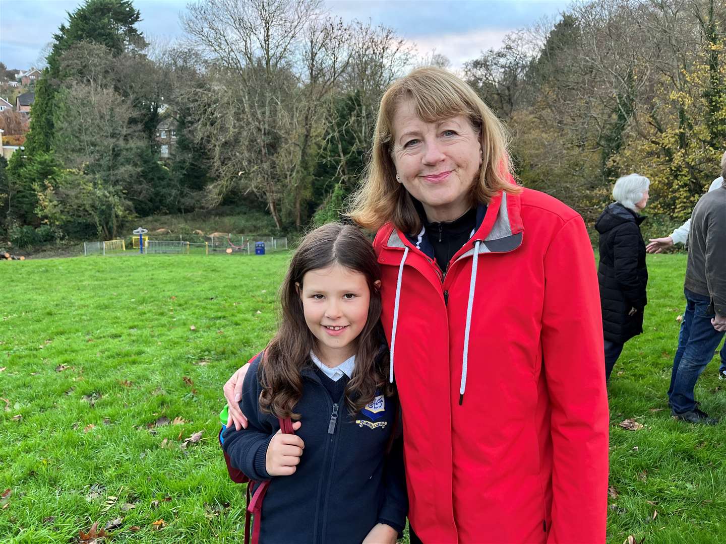 Julie Bell and her granddaughter Freya love the wooded area; Freya says she loves the rabbits that live there