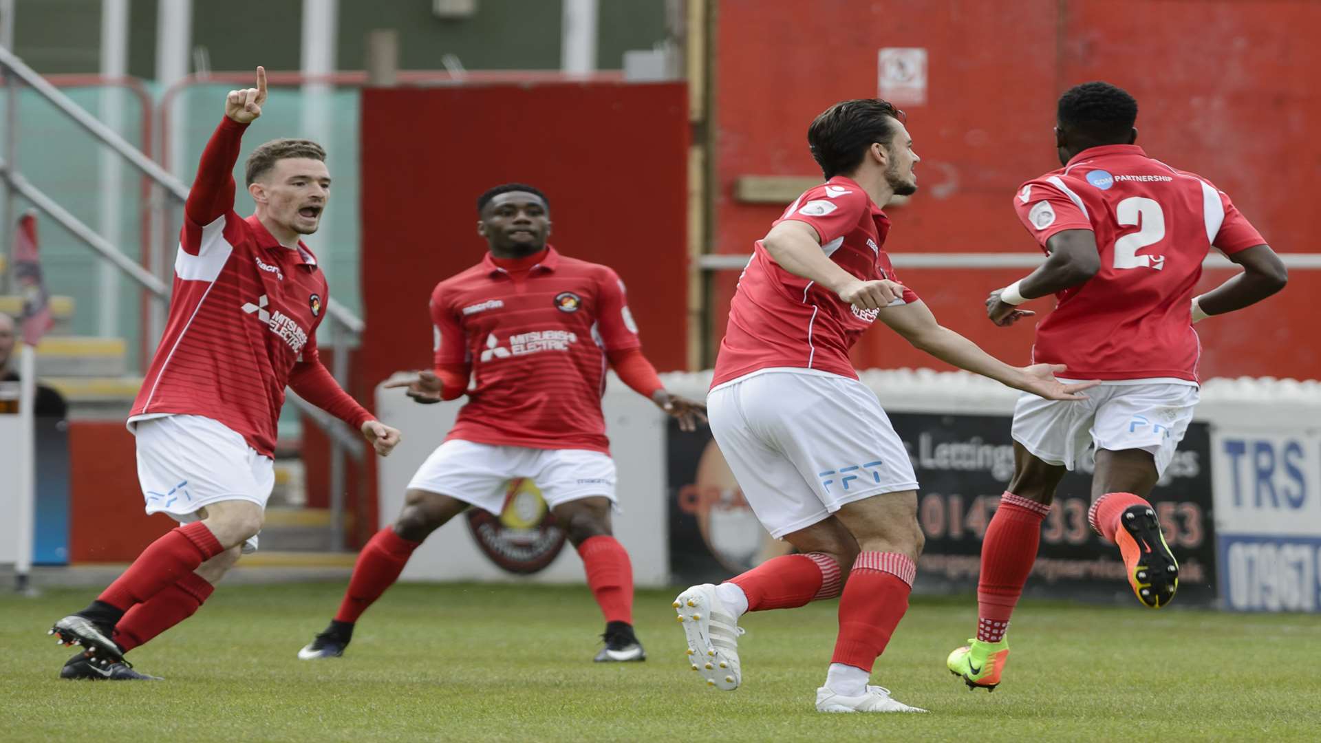 Anthony Cook (2) celebrates his early goal Picture: Andy Payton