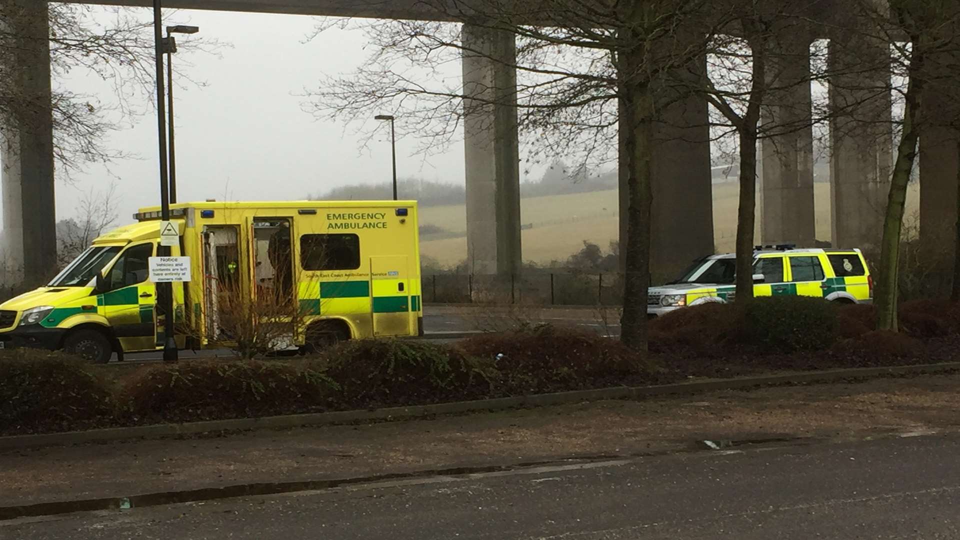 Ambulance crews at the site.