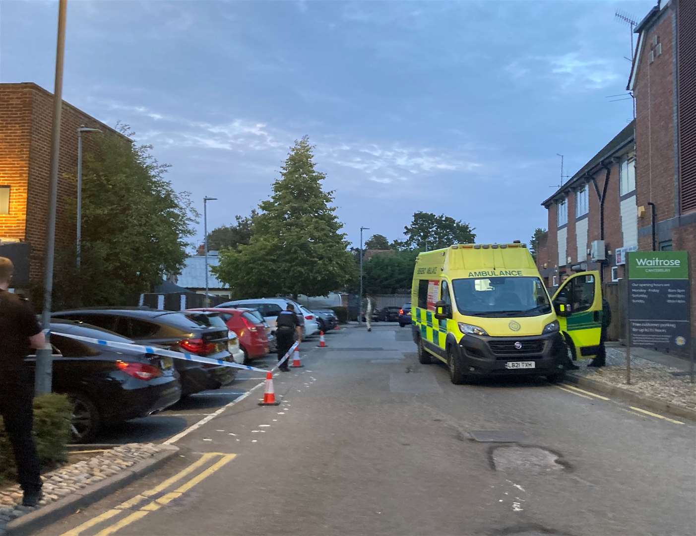 The scene of the incident outside Waitrose in Canterbury