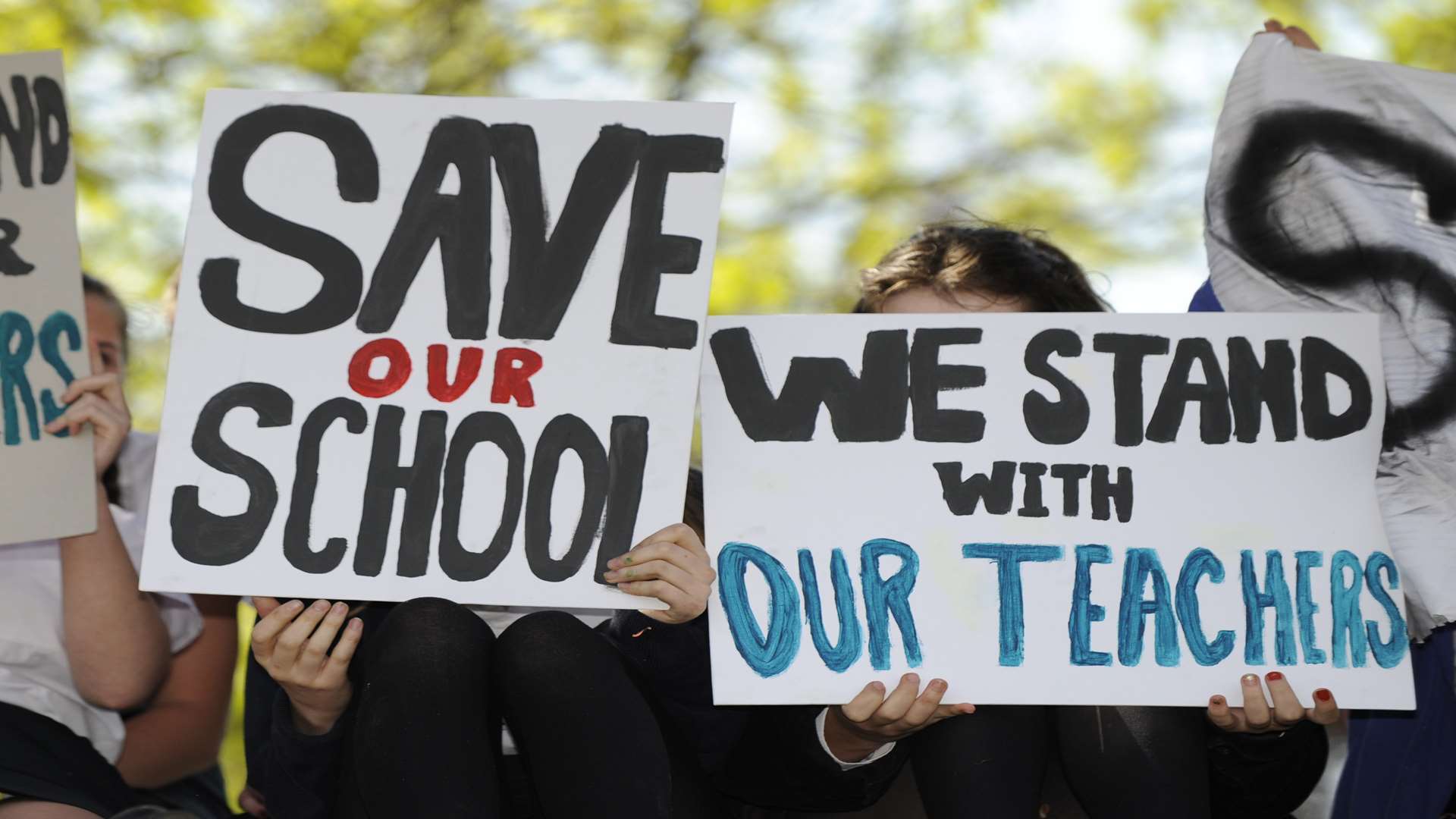 Students protest the plans. Picture: Tony Flashman