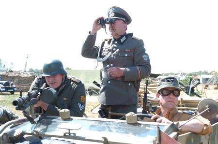 War and Peace Show 2005, Hop Farm Country Park, Beltring. Kirt Wakefield, John Bush and Steve Friendrich in a Kubelwagen.