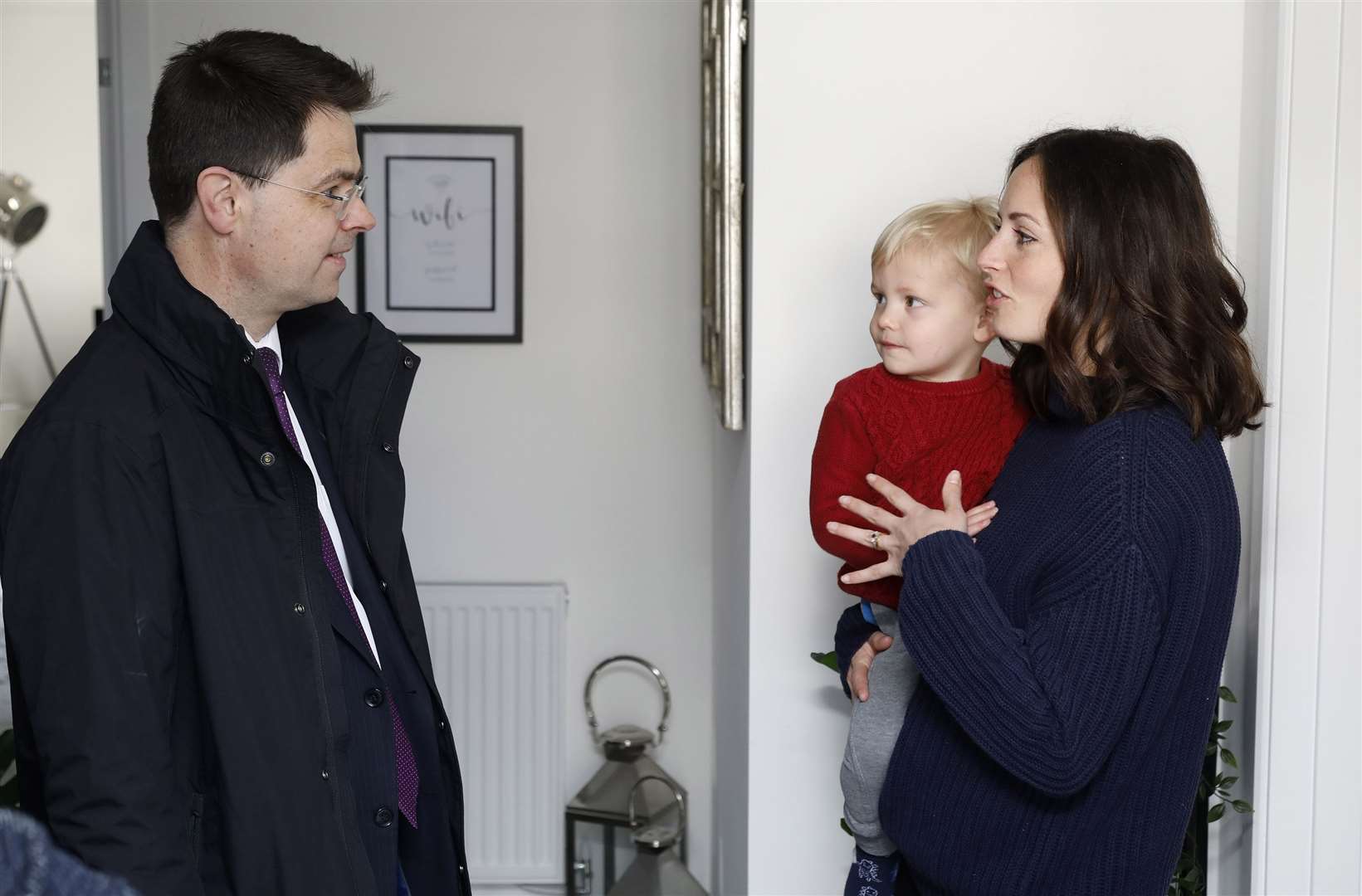 Communities Secretary James Brokenshire meets Lydia Elder and her son at Ebbsfleet Garden City