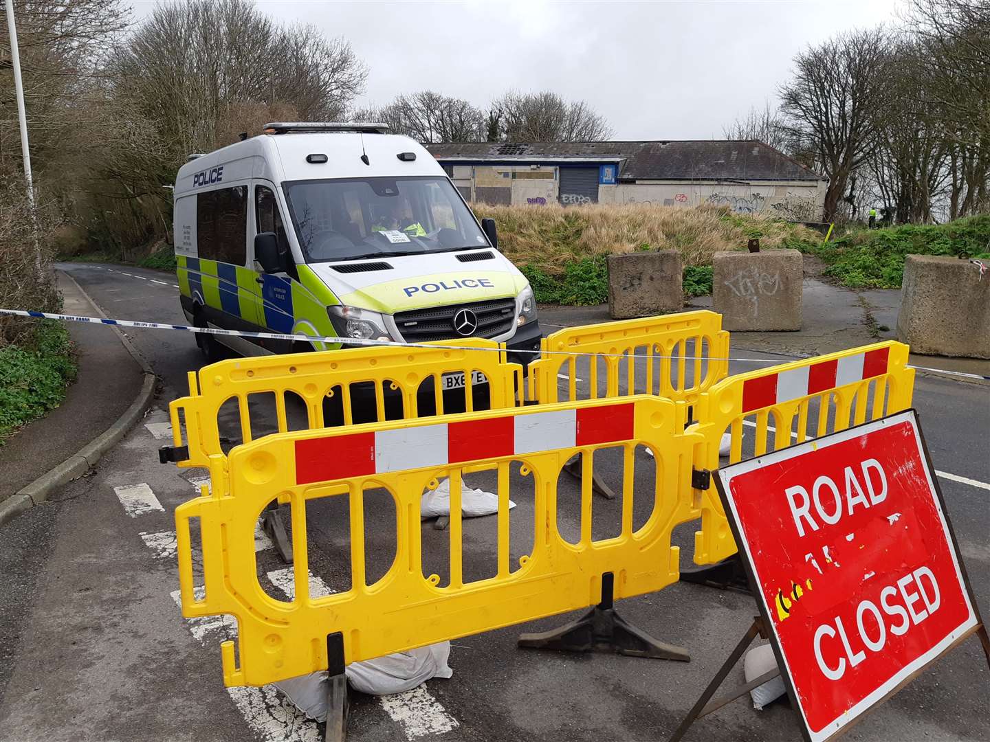 Met police on Thursday sealing off Centre Road, with the BCB garage in the background. Picture: Sam Lennon