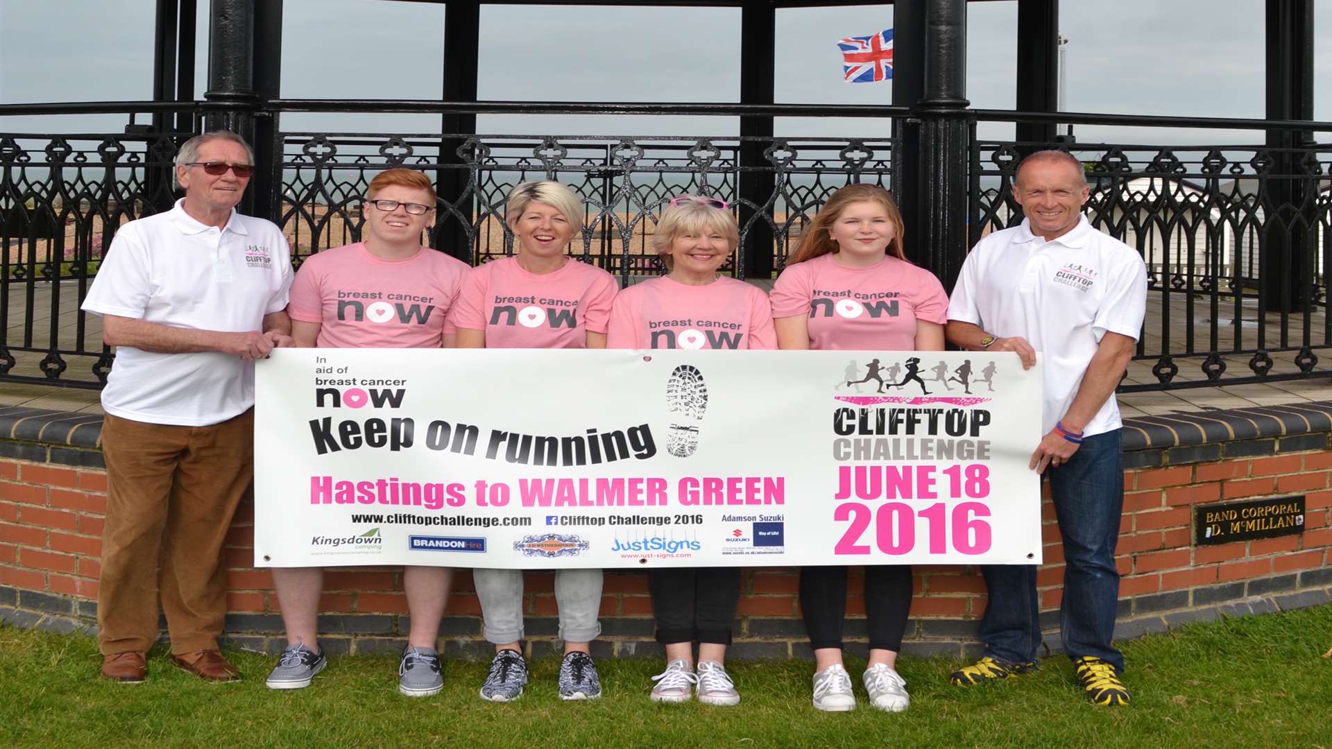 Organisers at bandstand where the finishing line is