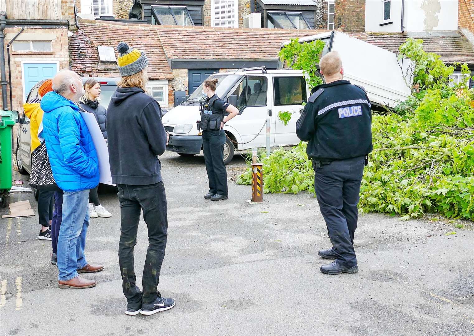 Campaigners in Duke Street watch the sycamore being cut. Picture: Frank Leppard Photography