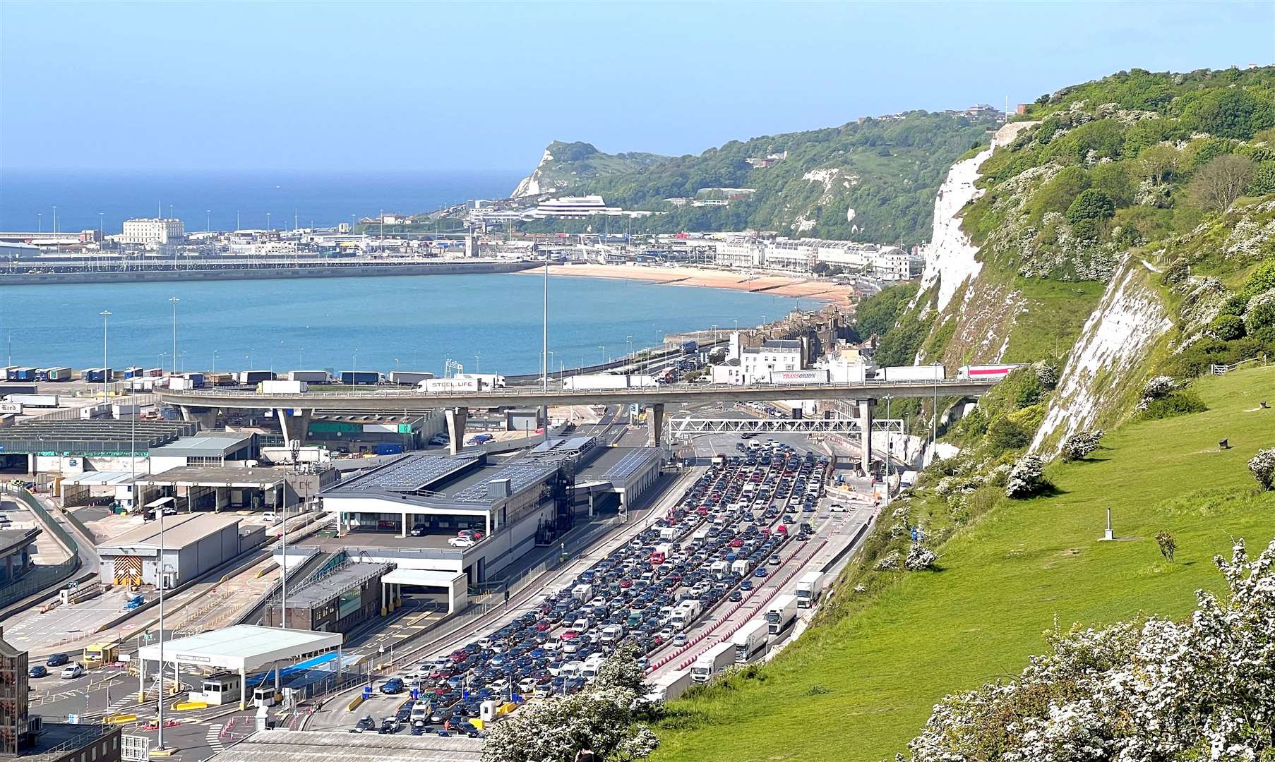 Previous views of the Port of Dover showing heavy traffic waiting to board ferries. Picture: Ralph Lombart