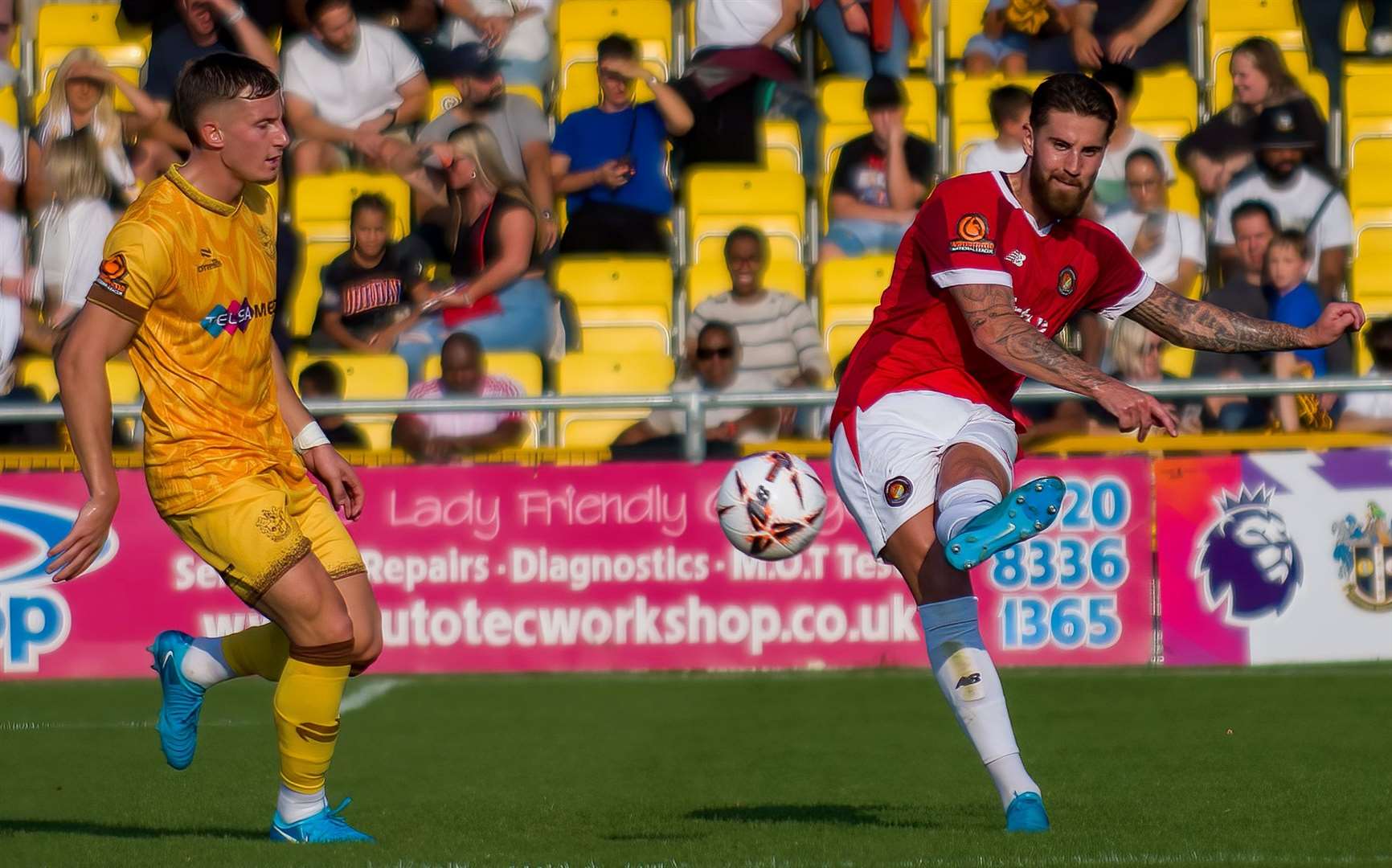 Tom Dallison does battle for Ebbsfleet at Sutton United last month. Picture: Ed Miller/EUFC