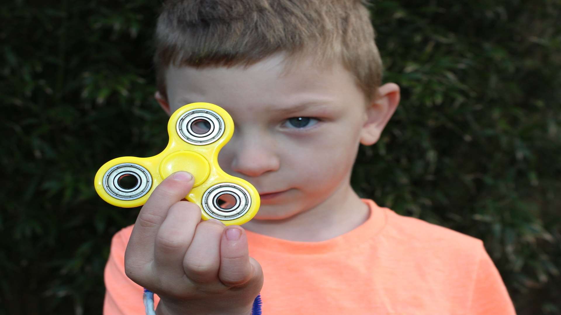 Samuel Nurden, four, from Minster tries out a Fidget spinner