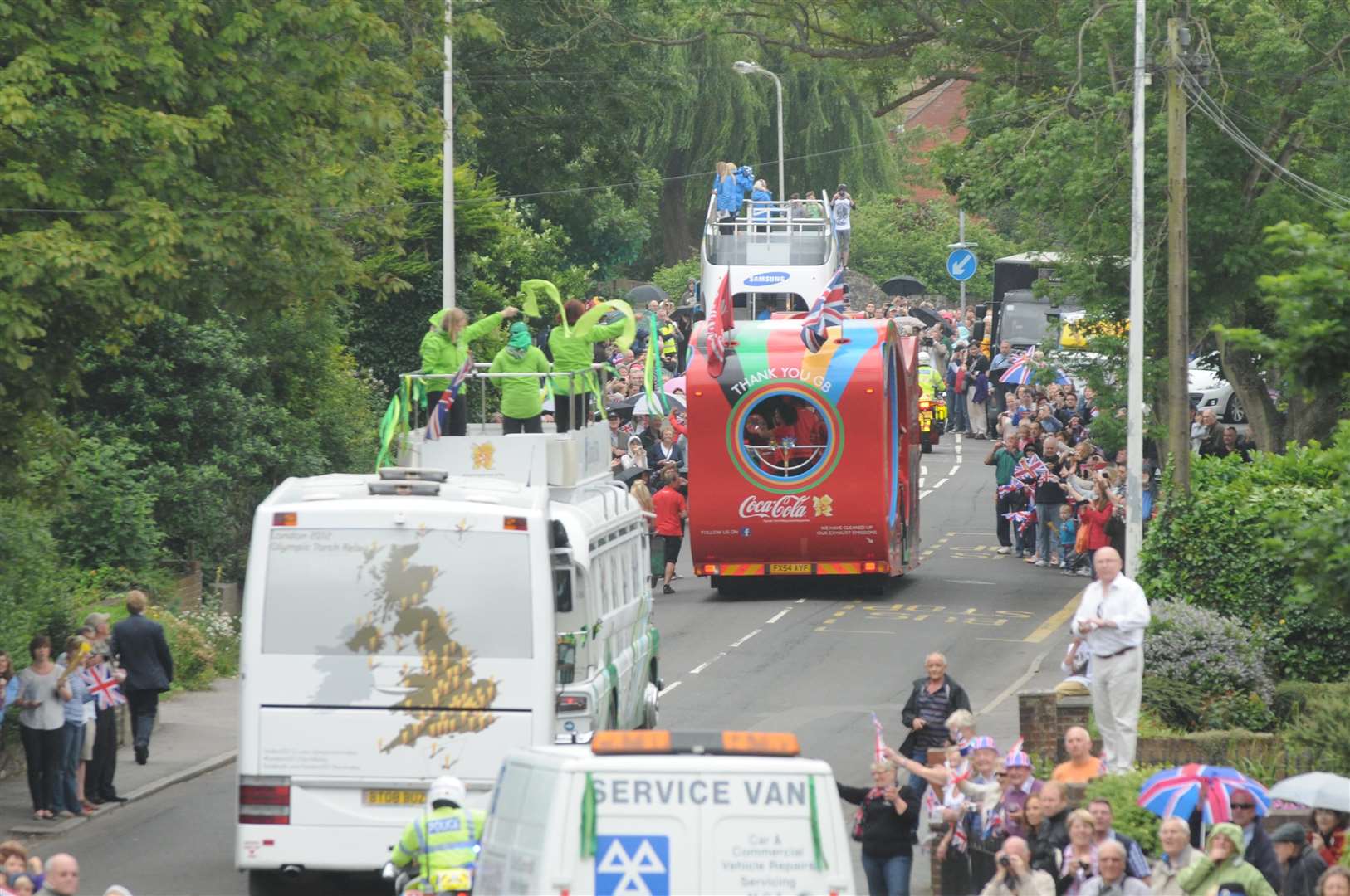 The Olympic torch relay making its way through Hythe