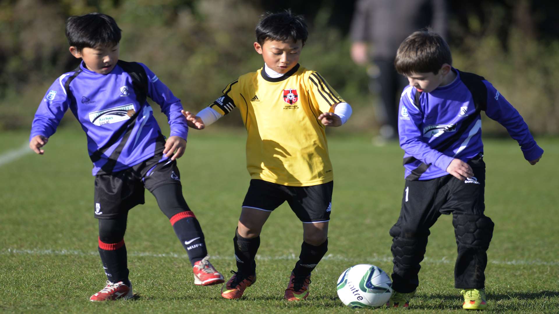 Anchorians Kodiaks under-8s (purple) team up against Thamesview United under-8s Picture: Ruth Cuerden