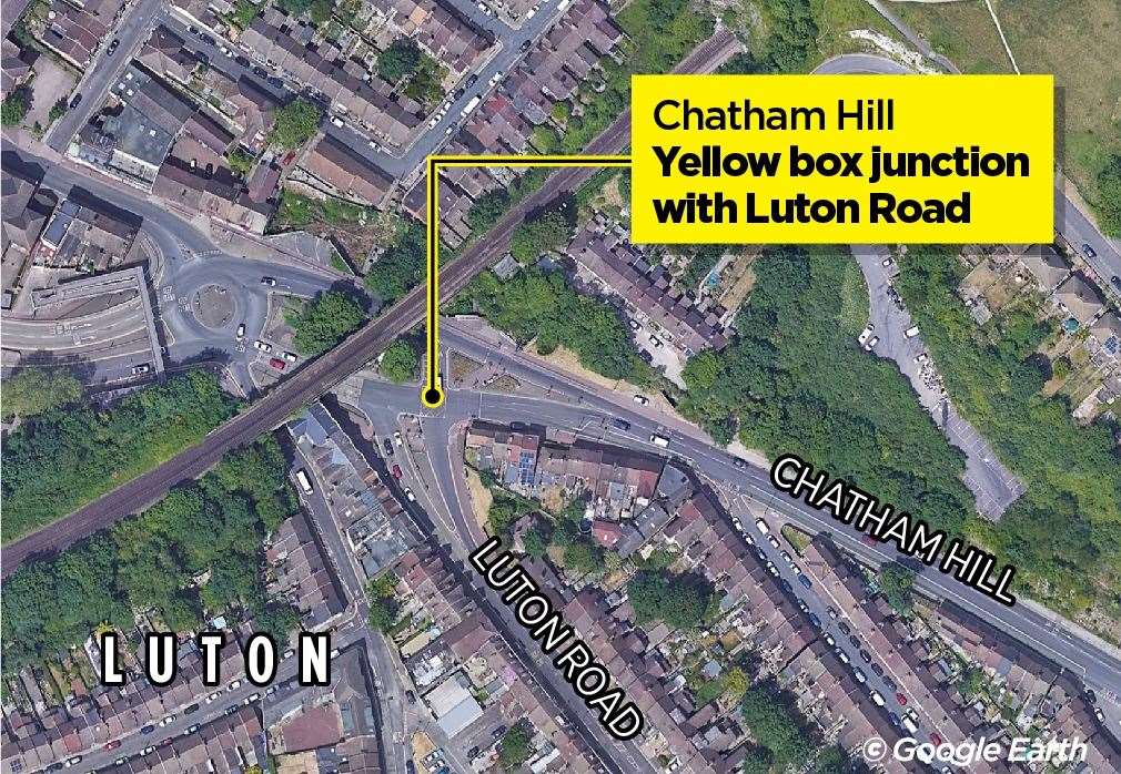 Cameras will enforce the rule that drivers cannot stop inside the yellow box at the Chatham Hill junction with Luton Road.