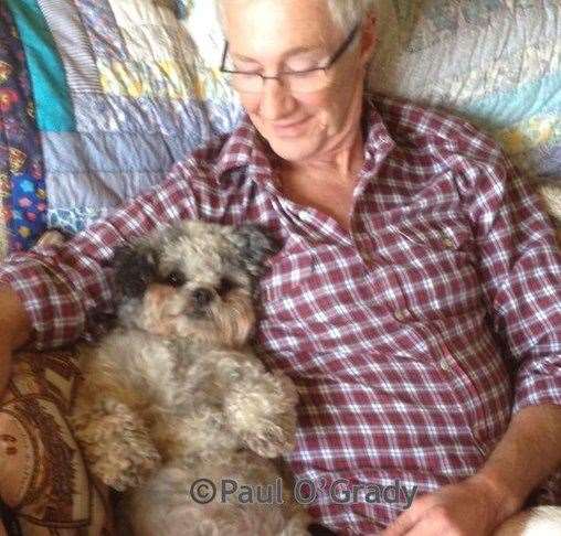 Paul O'Grady's dog Boycie has died. Picture: Malcolm Prince Twitter