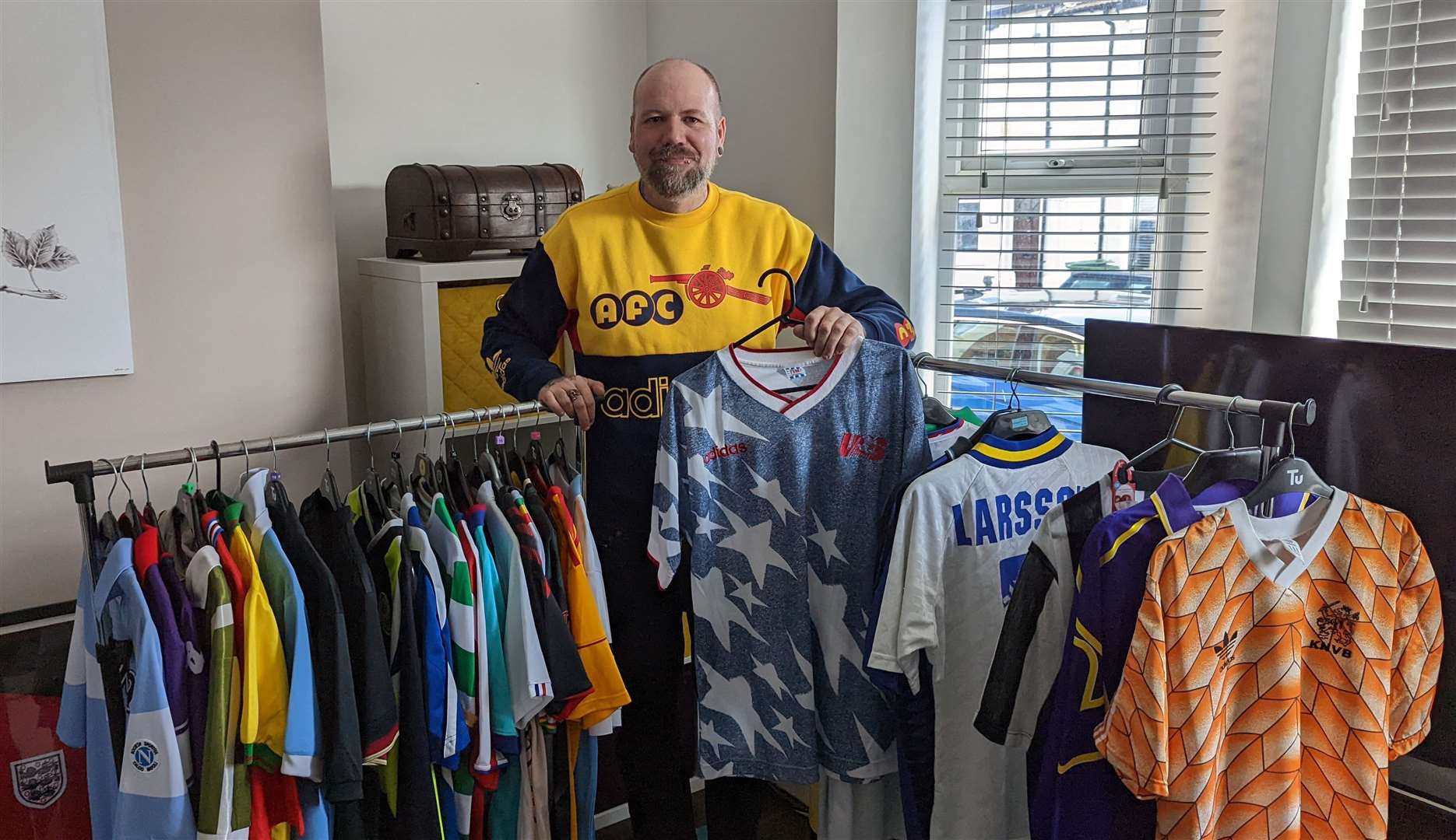 Baz Davison from Folkestone with his treasured football shirt collection