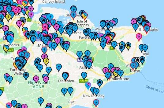 The charging points in Kent