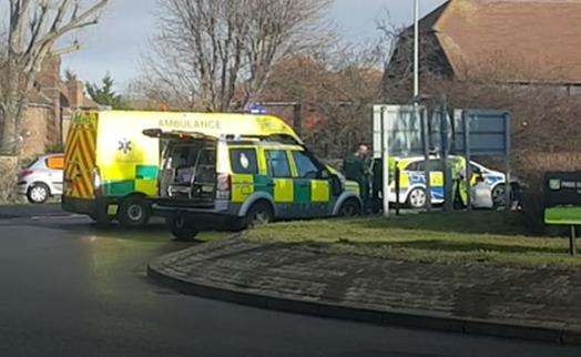 Police and ambulance crews at the scene on January 28