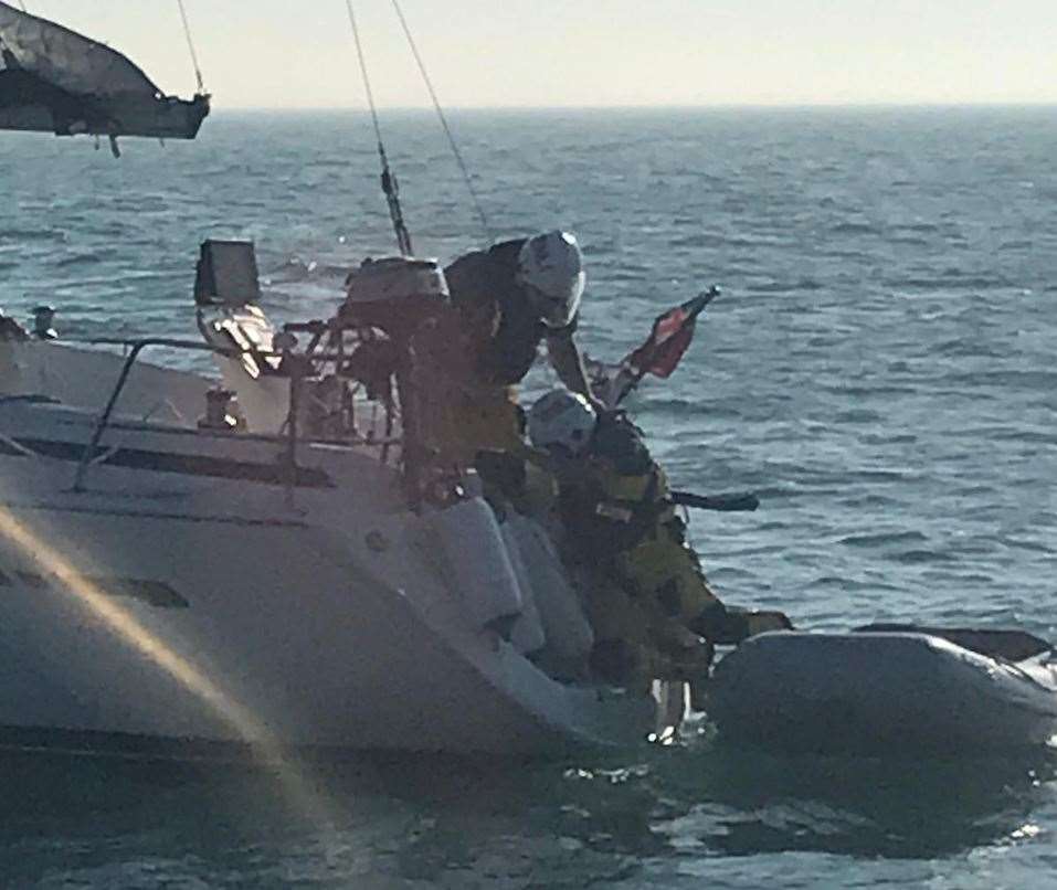 Two men aged 84 and 89 were found on the boat. Photograph: RNLI crew member Simon Collins