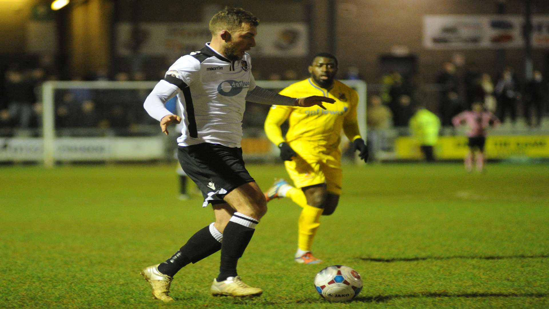 Dartford winger Ryan Hayes approaches the edge of the Wealdstone box Picture: Steve Crispe