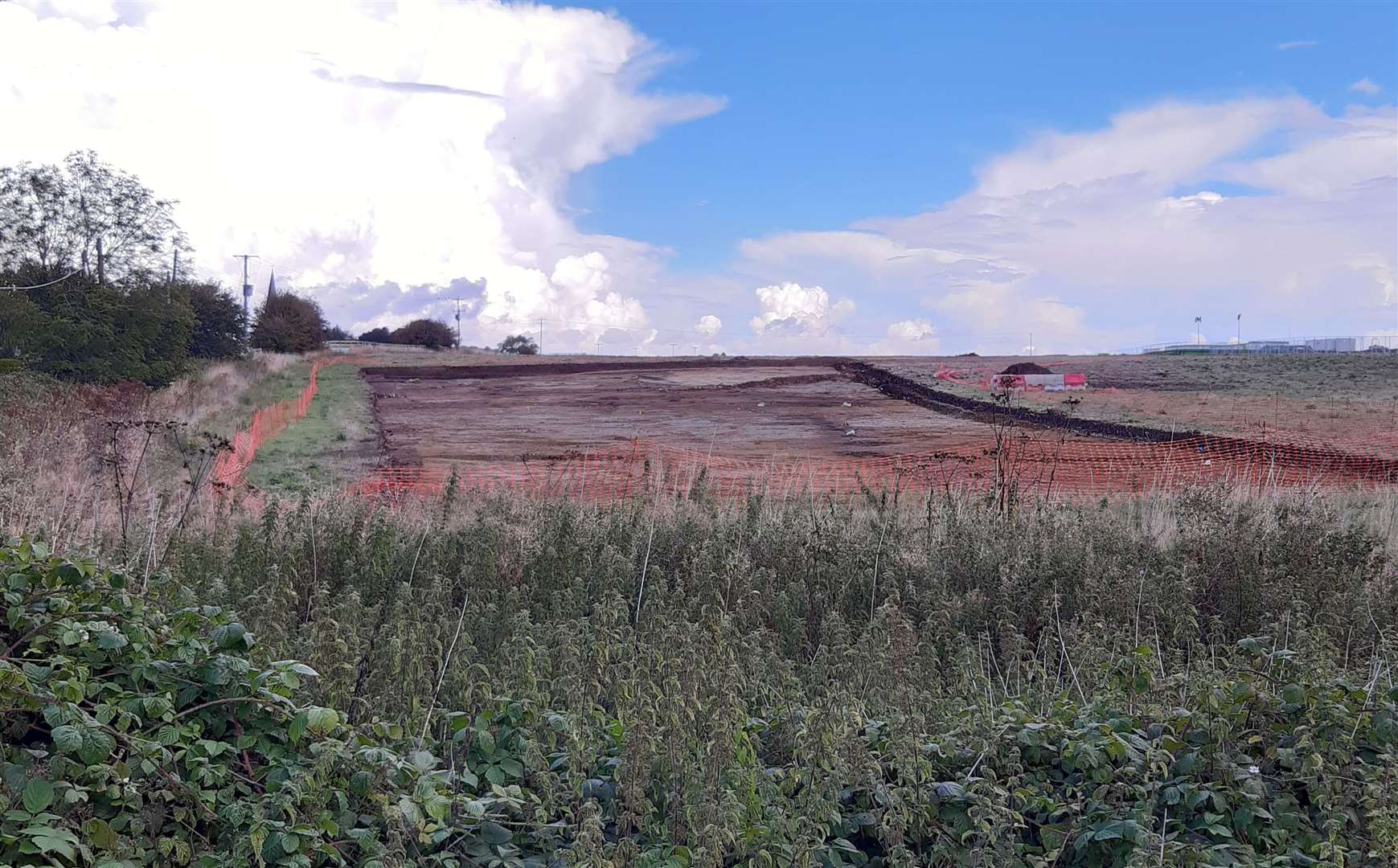 Temporary orange fencing now surrounds the area where the discovery was made